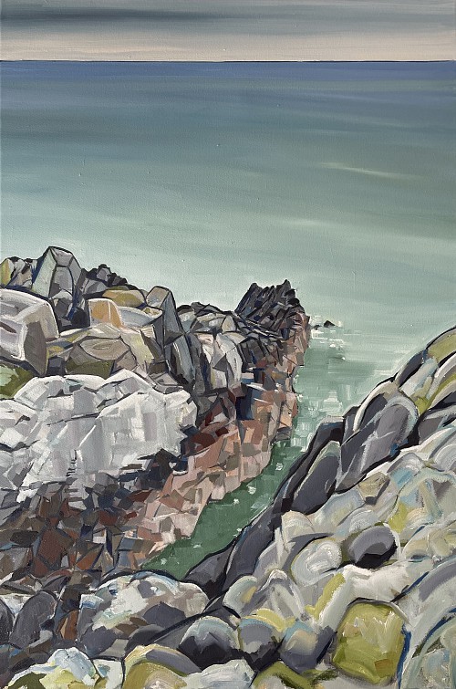 In a grassy hollow on the cliffs above Balcary. A smell of coconut from the nearby gorse. The wind whistles above